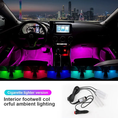RGB LED Auto Innen Umgebungs Fußraum Licht Streifen Kit…