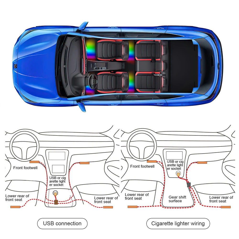Universeller RGB-Auto-Umgebungslichter-LED-Streifen – Inneneinrichtung