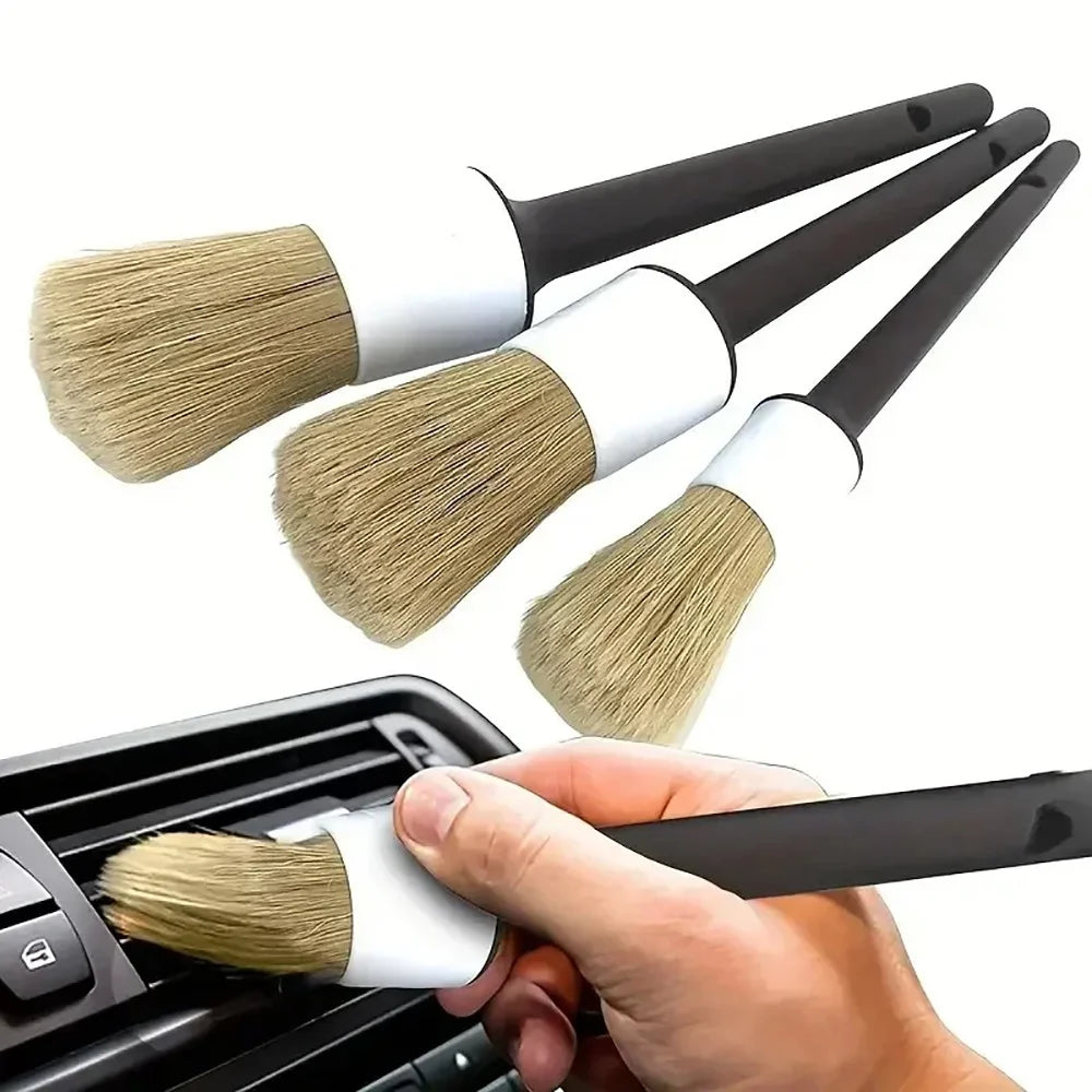 3PCS Auto Detaillierung Pinsel Set Auto Aussen Innen Wildschwein Haar Borsten Pi