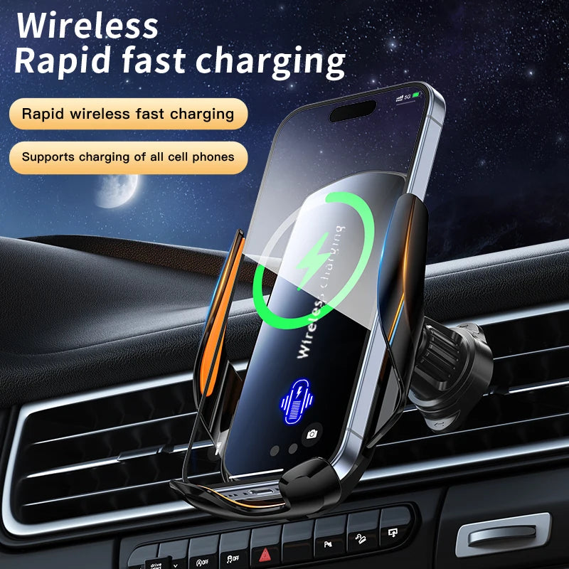 1 x aktualisierter kabelloser Auto-Telefonhalter mit kabelloser Aufladung, universelle Lüftungskomponenten, 360 ° Dre...