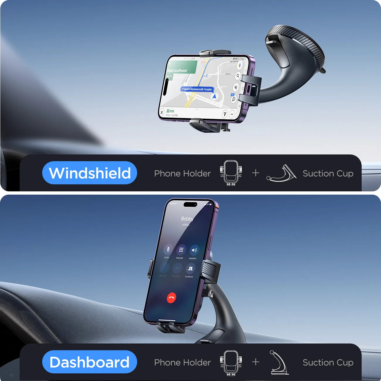 Joyroom Handyhalterung für Auto, starke Saugkraft, freihändig, universelle Handyhalterungen für Armaturenbrett/Windsc...