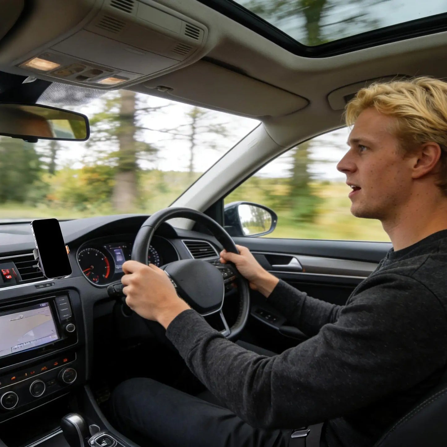 Auto-Handyhalterung mit Ladefunktion, Kabellose Schnellladestation, Navigationsständer für iPhone und Android, SUV, W...