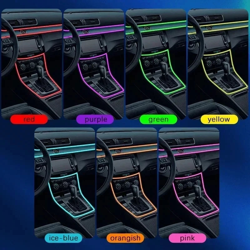 Auto Innen RGB LED Atmosphäre Licht Streifen USB Fiber Optic Neon