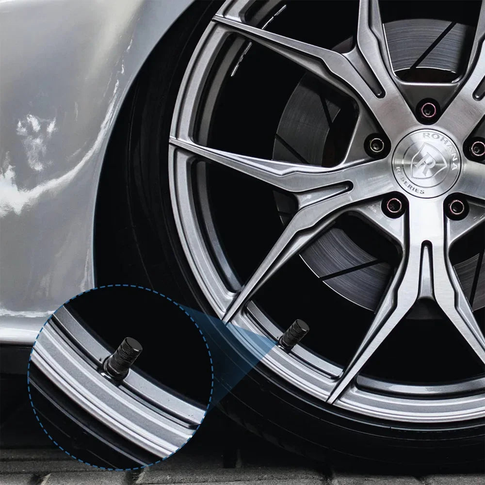 Aluminium Ventilkappen Set für Autos und Motorräder – SwissGlanzGarage Ansicht 3