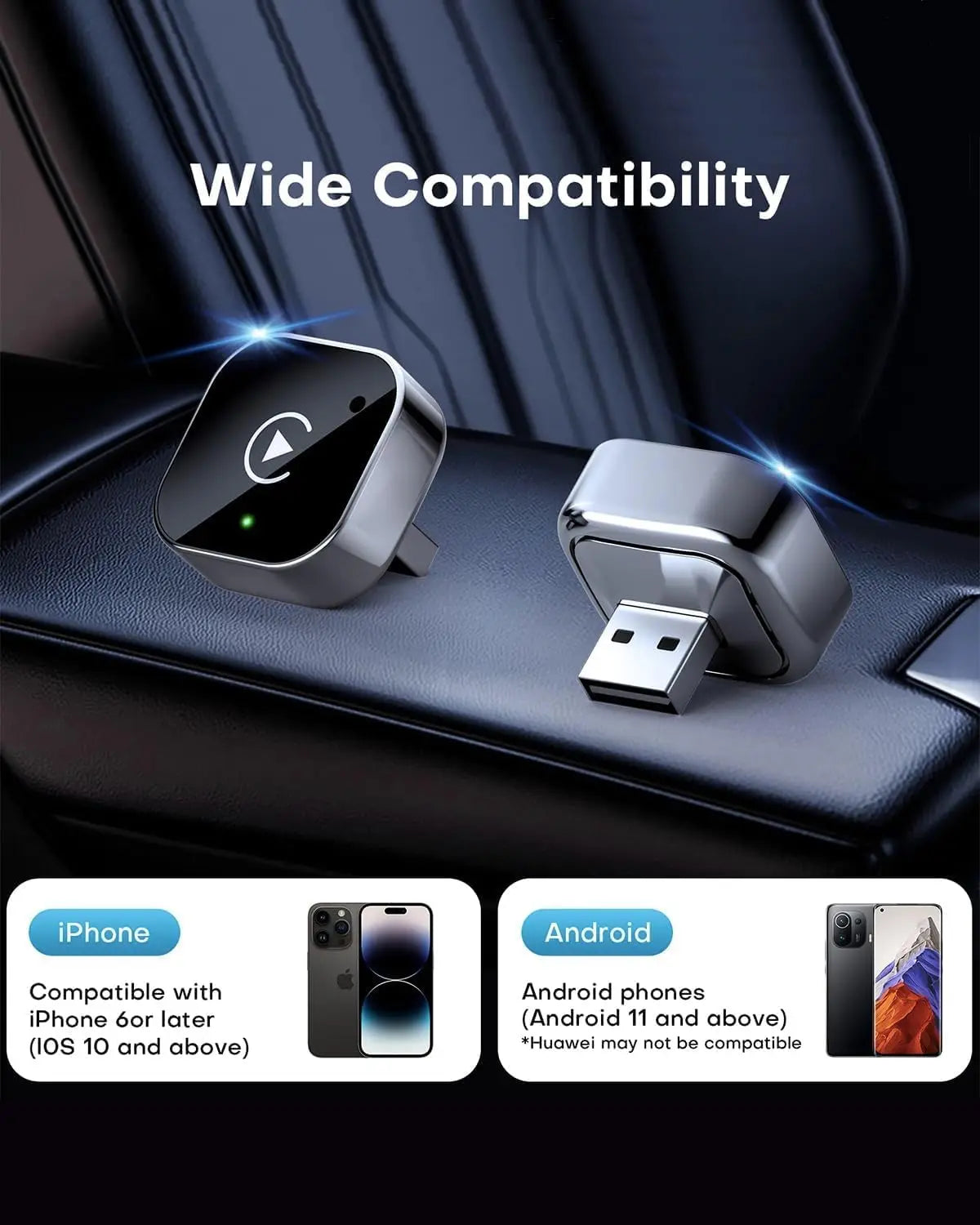 Kabellos CarPlay Dongle 2in1 Adapter – mit kabellosem Laden – SwissGlanzGarage Ansicht 3