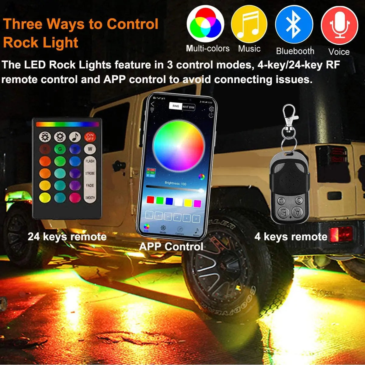 RGB Auto Underglow Licht LED Rock Licht Multicolor Neon Bluetooth Mit