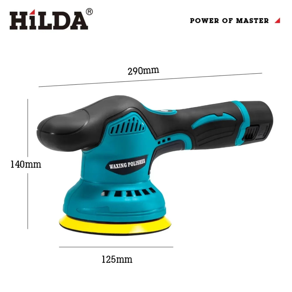 HILDA Akku-Autopolierer, 12 V, Wachs- und Poliermaschine, digitale Anzeige-Version, 8-Gang-Multifunktions-Poliermaschine