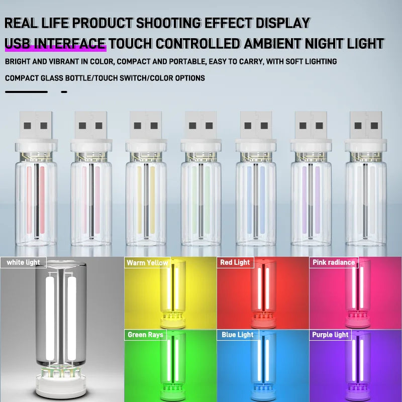 Auto Atmosphäre Licht USB Nachtlicht Touch Dimmen LED Glühlampe