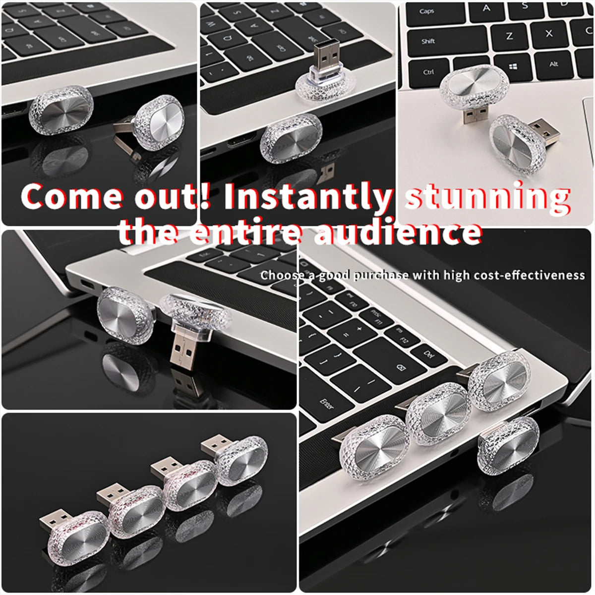 2X Auto-Innenbeleuchtung LED-Ambientelicht Mini-USB-Dekorationslicht