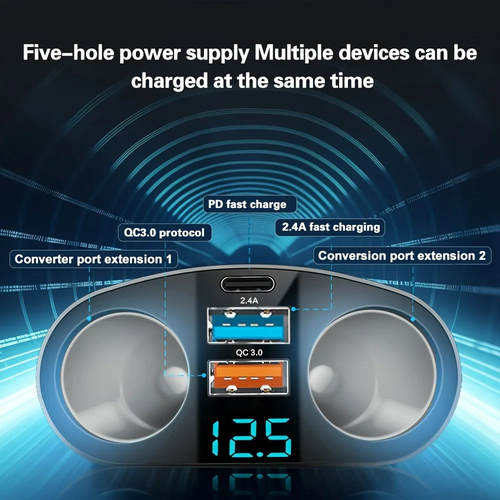 Dual USB Ladegerät mit Display 12V – SwissGlanzGarage Ansicht 3