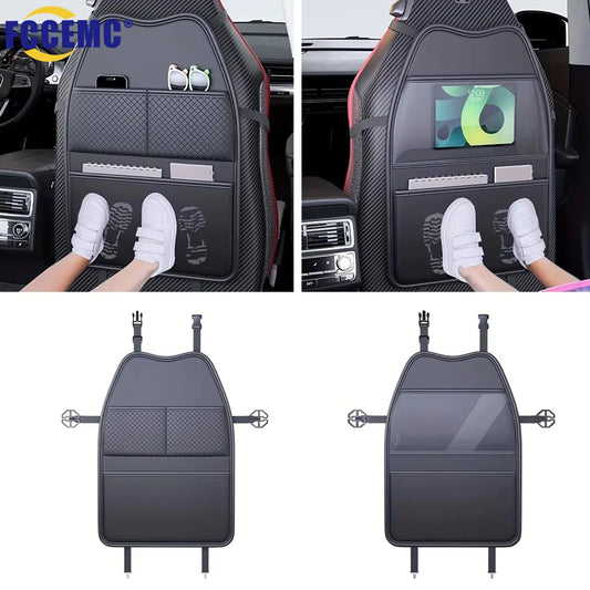 PU-Leder Autositz-Rückenschutz mit Taschen, Schutzabdeckung, Organizer, Aufbewahrungstasche, Multifunktionaler Tablet...