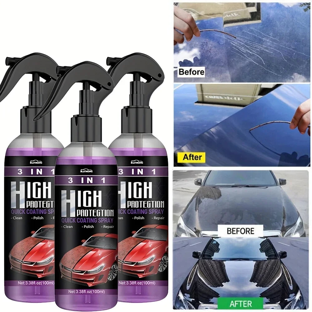 3-in-1 Auto Keramik-Flüssigbeschichtung Spray Nano-Kristall Hydrophobe Schicht Poliermittel Hochglanz-Lackschutz Wach...