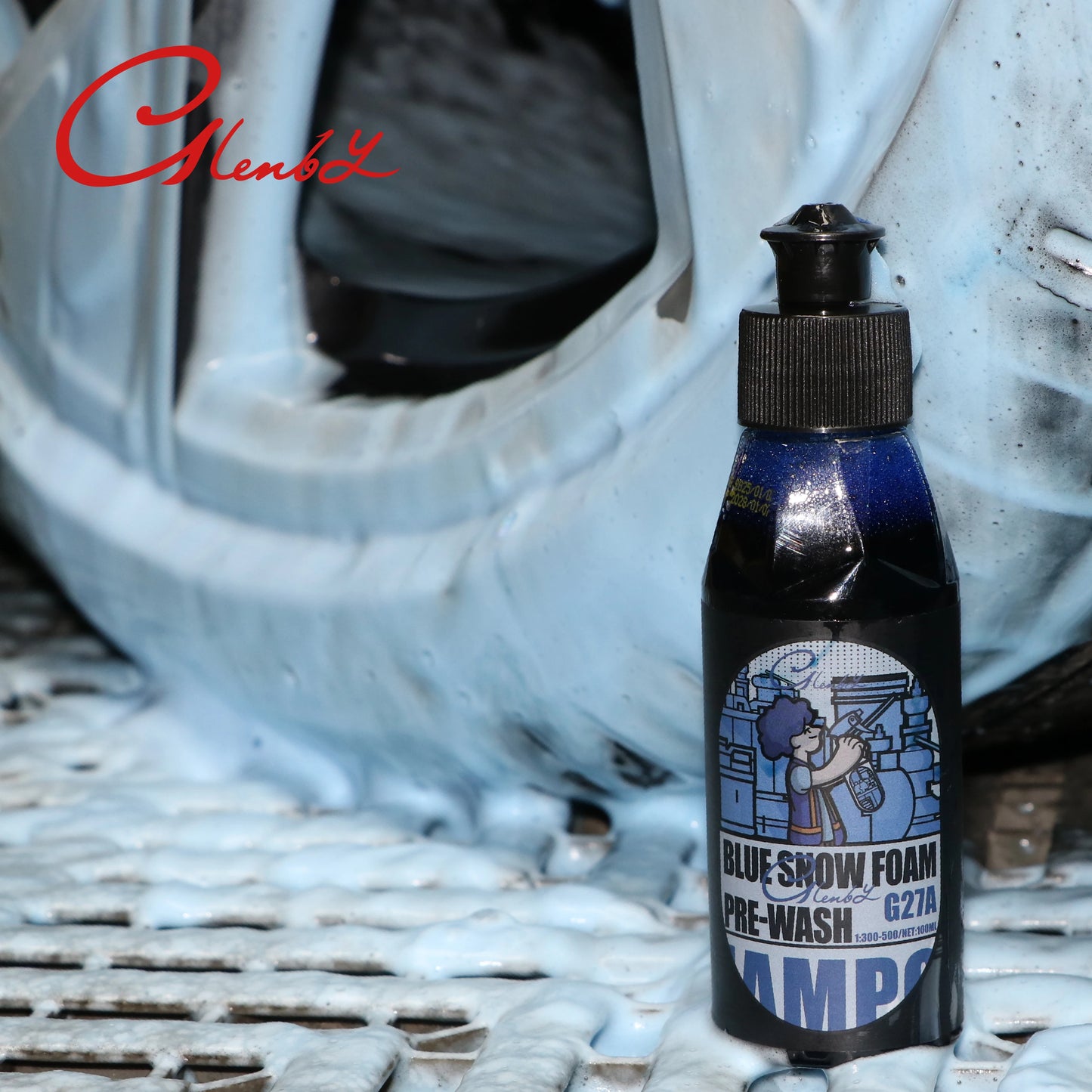 Autowasch-Farbschaum-Shampoo mit hohem Schaumstoff, blaue schäumende Autowaschseife, Autowaschshampoo, funktioniert m...