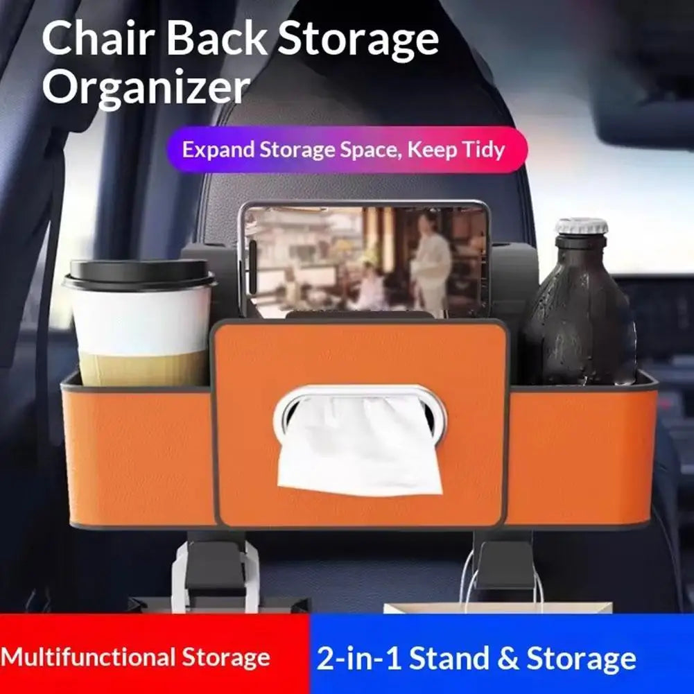 Auto-Rücksitz-Organizer Multifunktionale Aufbewahrungsbox mit Getränkehalter Taschentuchhalter & Handyhalterung Unive...