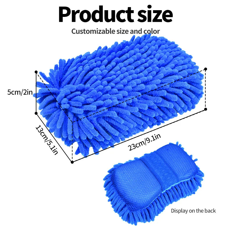 Heißer Verkauf: Auto-Oberflächen-Schaumwäsche – Chenille-Polyester-Mikrofaser-Detailing-Wachsapplikator, dicker Schau...