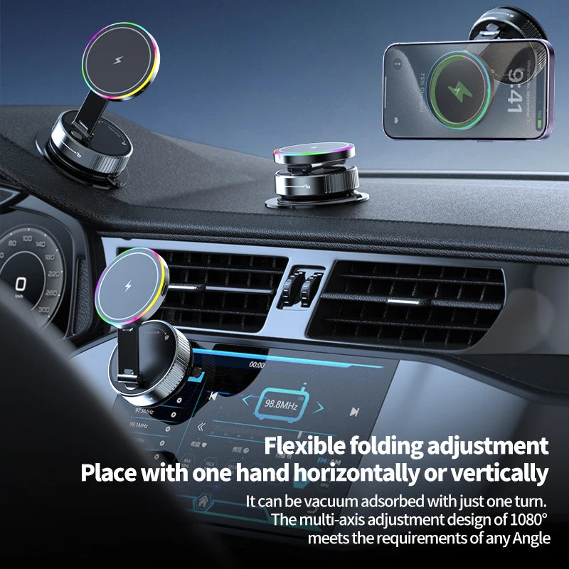 2025 neue K3 Drahtlose Ladegerät Auto Telefon Halter Bunte Licht Vakuum Saugnapf Lade Kann 360 ° Drehbarer faltbarer ...