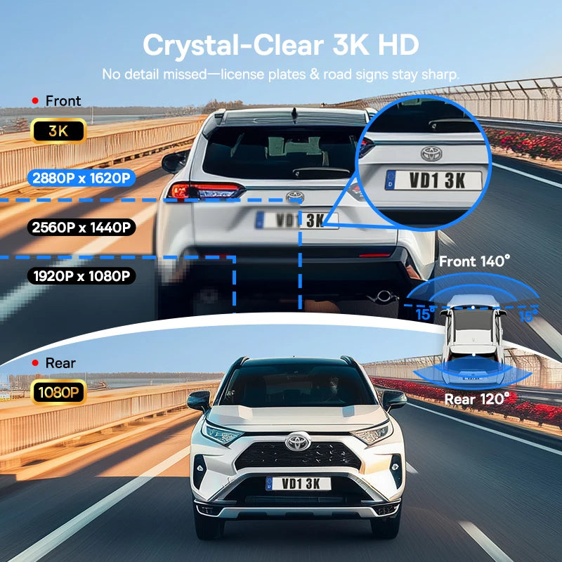 Baseus 3K Dash Cam VD1 HD Front- und Rückkamera – SwissGlanzGarage Ansicht 3