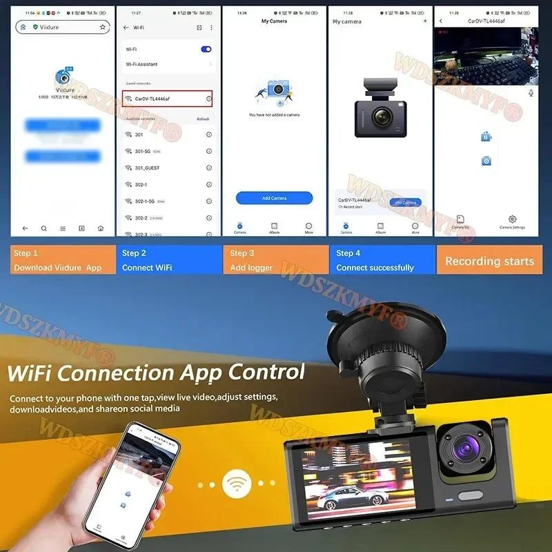 1080P Dashcam mit WiFi und 3 Kameras – SwissGlanzGarage Ansicht 3