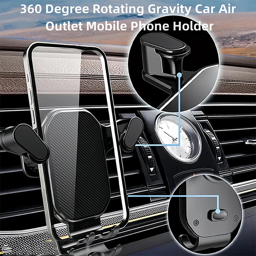 Schwerkraft-Auto-Handyhalterung für Lüftungsschlitze 360° ° Rotierende Anti-Shake Universalhalterung für iPhone 17 16...