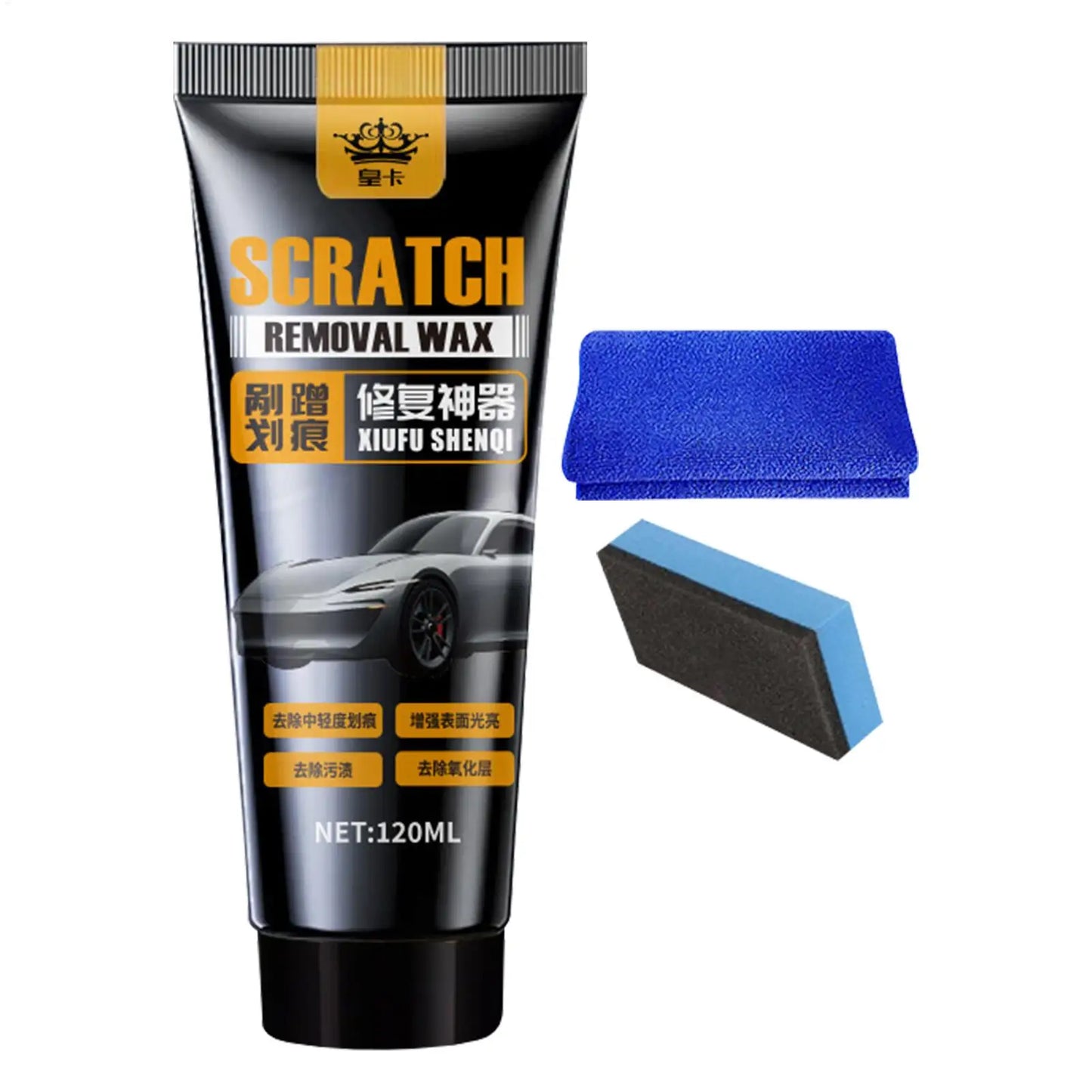 Autolack-Kratzerentferner und Reparaturwachs 120ml Entfernt Oberflächenkratzer Reparaturwachs mit Schwamm Tiefenkratz...