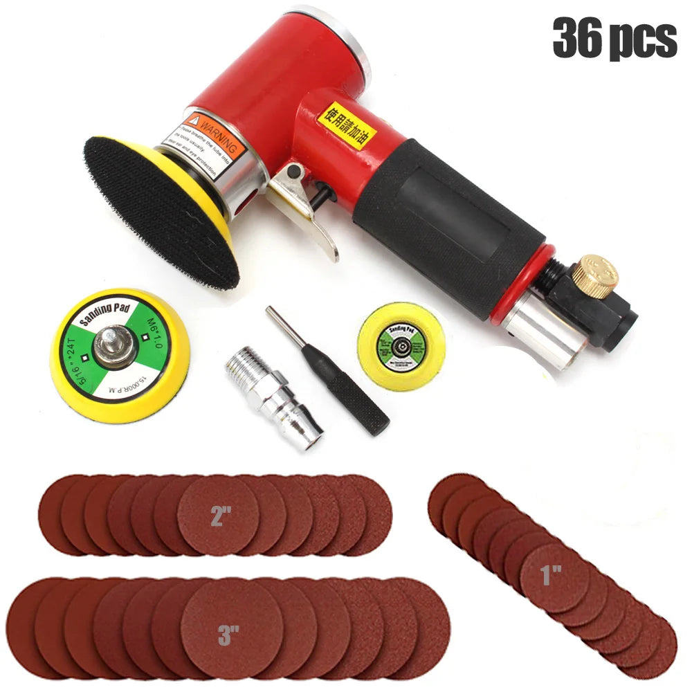 36 teile/satz Zufällige Umlaufbahn Pneumatische Air Sander Mini Polieren Maschin