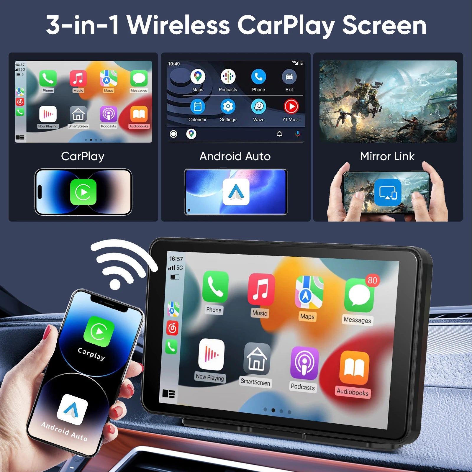 Pionray Tragbares 7/10 Zoll CarPlay – SwissGlanzGarage Ansicht 3
