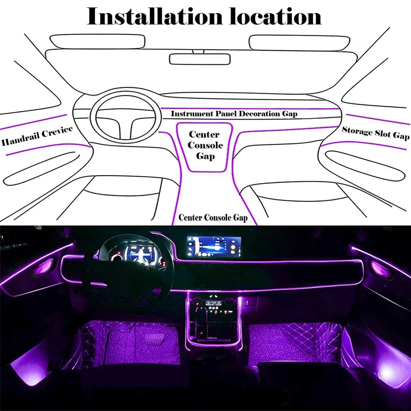Auto Innenraum LED Ambient Beleuchtung 12 V – SwissGlanzGarage Ansicht 2