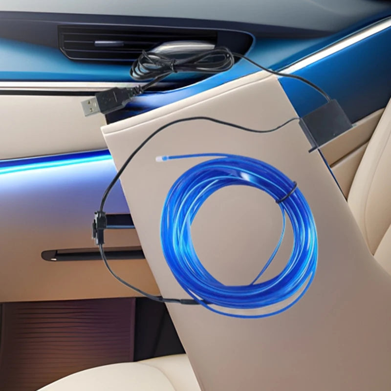 RGB Auto Innen LED Licht Streifen Umgebungs Neon Unsichtbare Licht USB Fiber Optic Atmosphäre Lampe Unterstützung Ste...