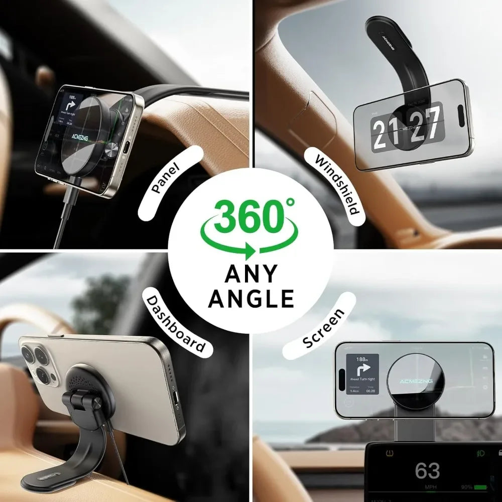15 W kabelloses Auto-Ladegerät, schnelles magnetisches Ladegerät 360 ° Verstellbarer Handyhalter, geeignet für den Au...