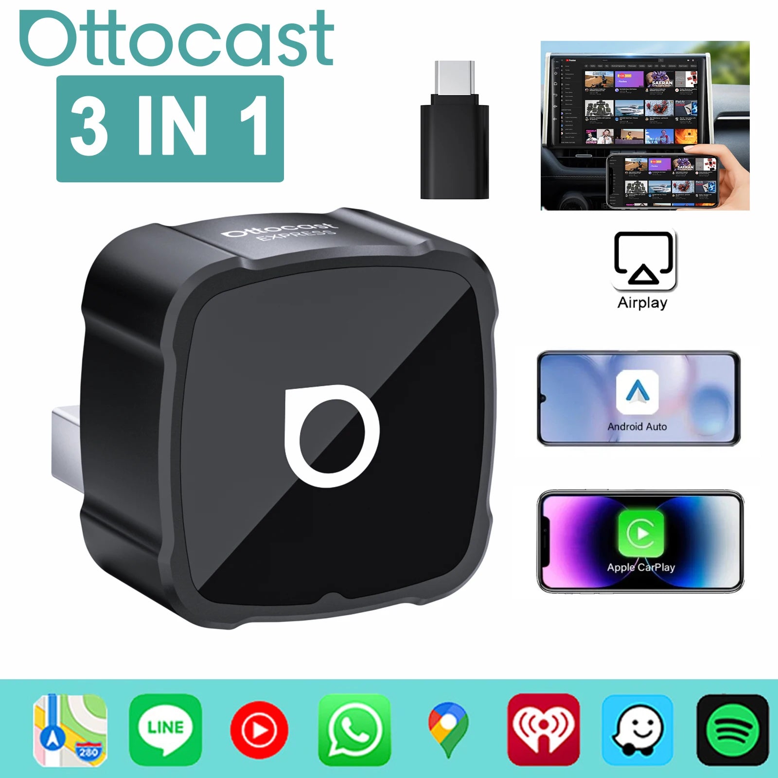 OTTOCAST MINI AIR Cube 4.0 Kabellos CarPlay Adapter – SwissGlanzGarage Ansicht 2
