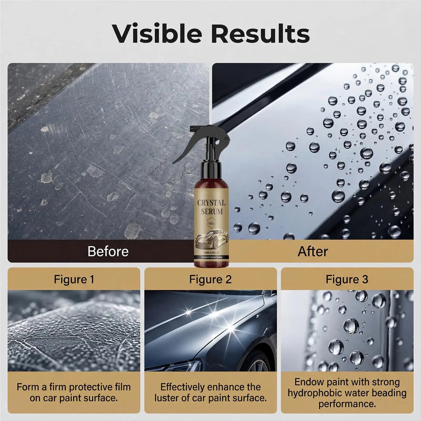 Auto-Keramikbeschichtungsspray 9H Professionelles Mittel 100ml Autolackbeschichtung mit Schwamm und Tuch für Autopfle...