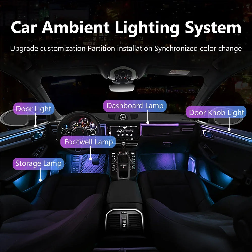 Universelles Umgebungs licht für den Innenraum des Autos 64 Farben
