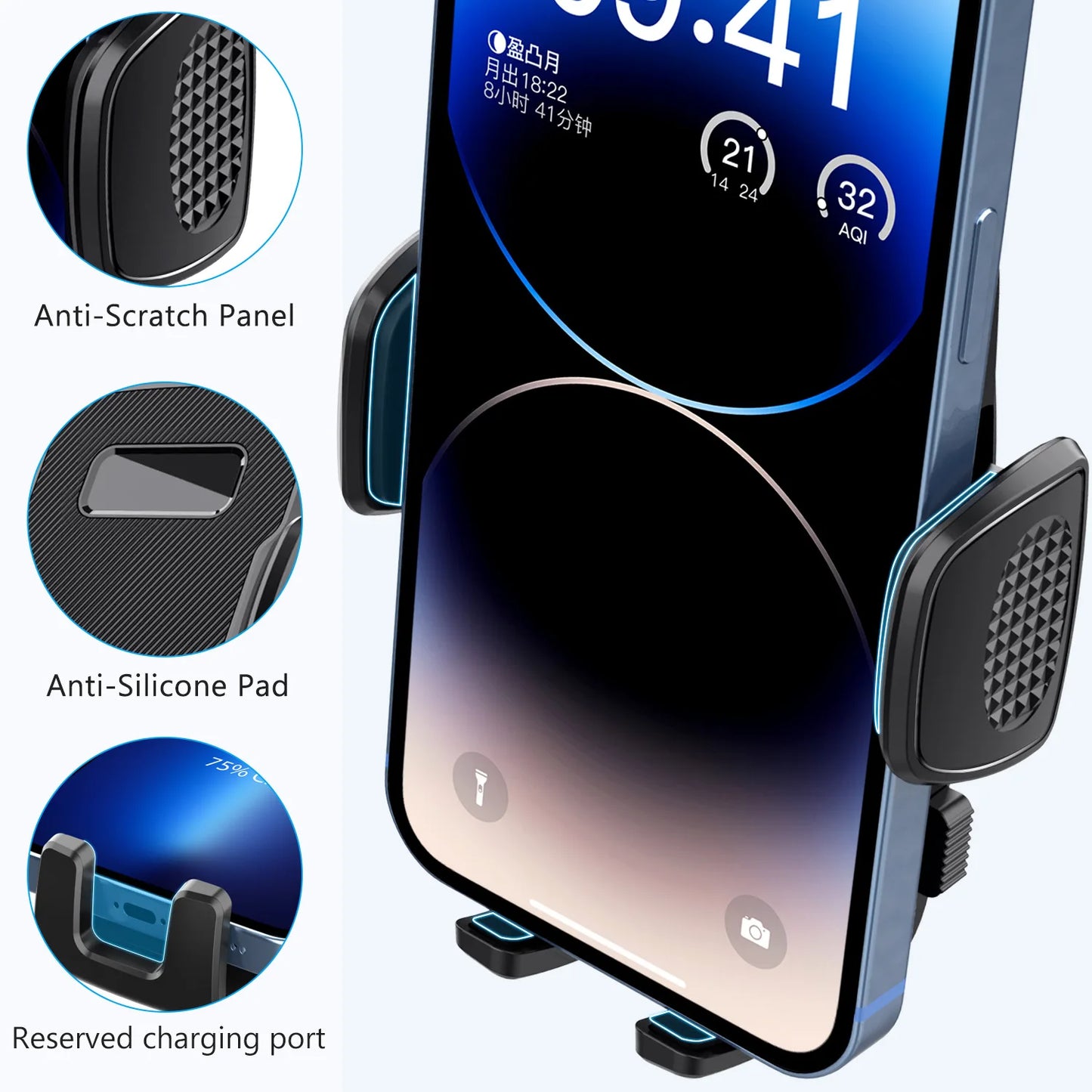 Autotelefonhalter, Armaturenbrett, Windschutzscheibe, Saugnapf, Telefonhalterung, Einhandbedienung, rutschfest, verst...
