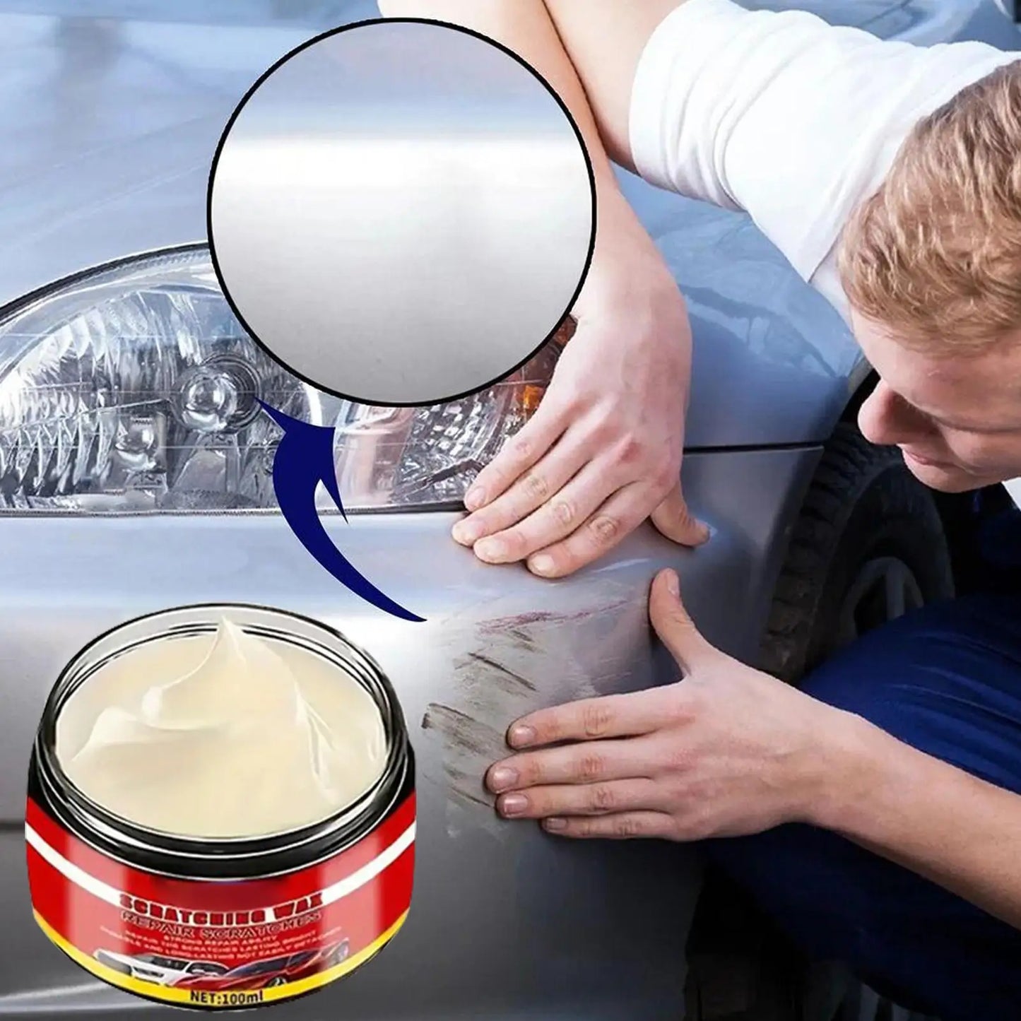 100 ml Auto-Kratzerentferner, Kratzerlöschmittel für Autos, langanhaltender Beschichtungsrestaurator mit Schwammreini...