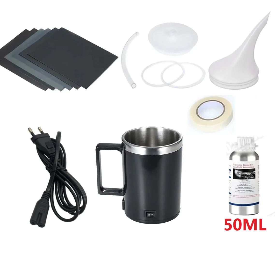 Scheinwerfer-Aufbereitungsset – Polier-Kit mit Restaurationsflüssigkeit