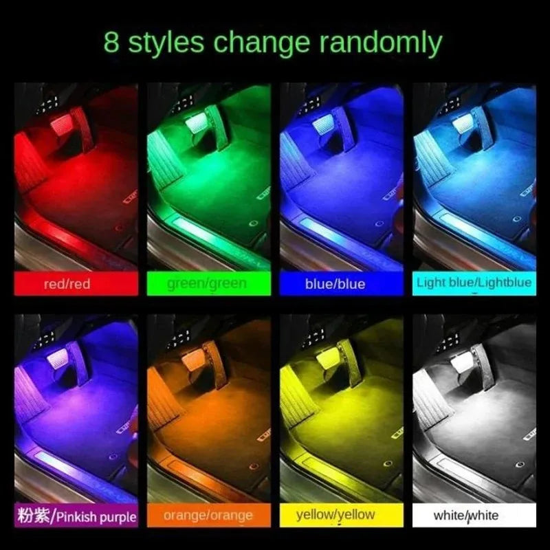 LED Auto-Innenraumbeleuchtung RGB Dekorative Lampe Fußraumbeleuchtungs-Set Zubehör mit Fernbedienung App-Musiksteuerung