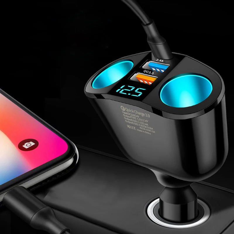 USB-Ladegerät mit Digitalanzeige 2.4A – SwissGlanzGarage Ansicht 4