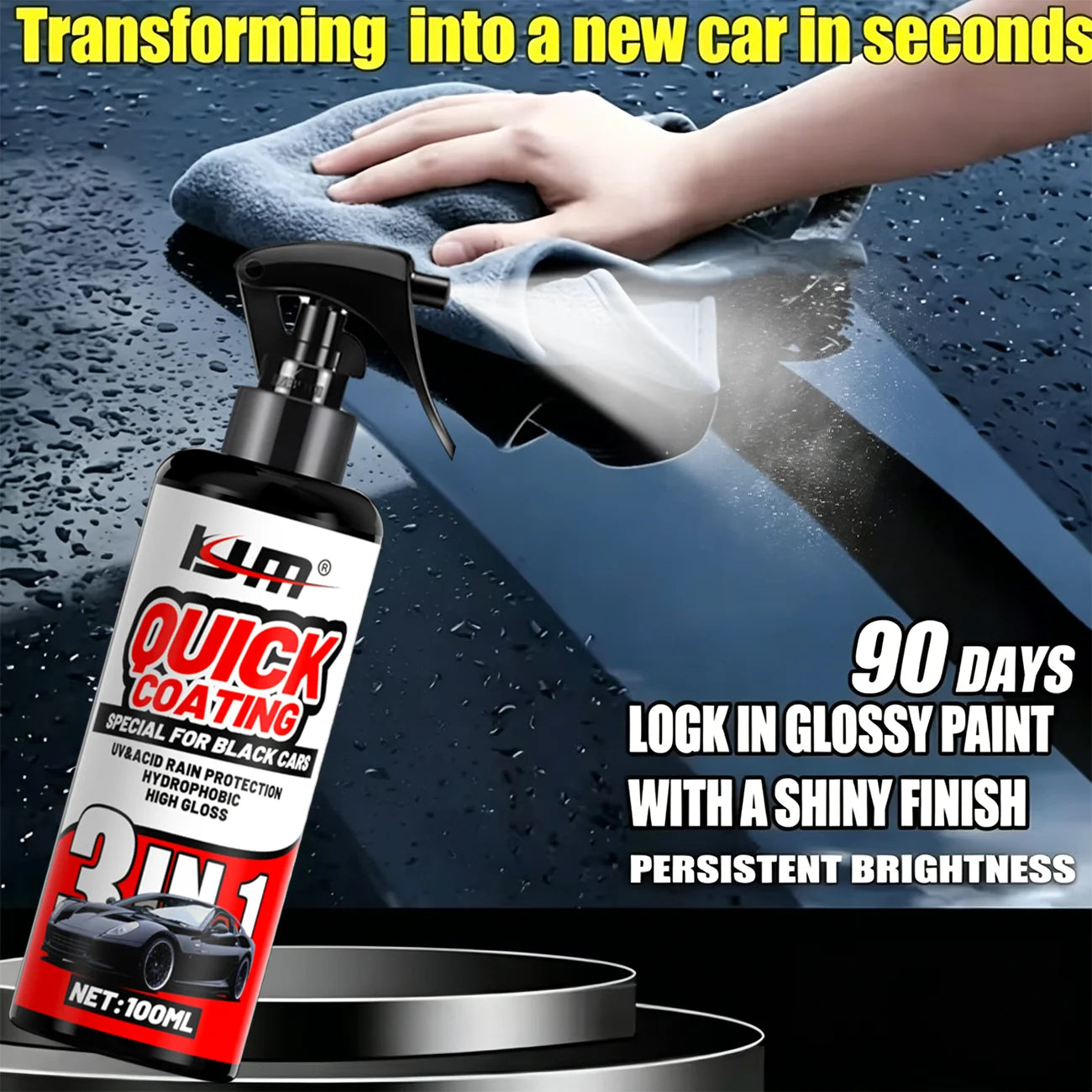 3-in-1 Ultimate Nano-Keramikbeschichtungsspray - Ultimativer Autolackschutz mit Hydrophober Glasbehandlung, Auto-Kera...