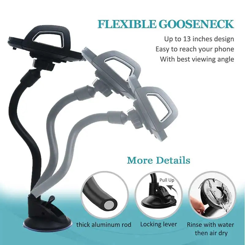Lange Arm Auto 360-Grad-Drehung Telefon Halter Windschutzscheibe Dashboard Saugnapf Halterung Auto Smartphone Sucker ...