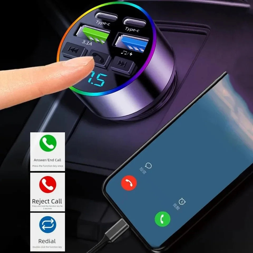 Bluetooth 5.0 FM Transmitter USB Ladegerät – SwissGlanzGarage Ansicht 3