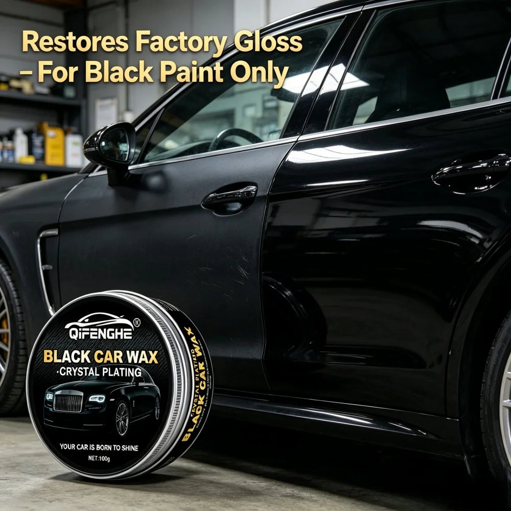 QIFENGHE 100g Schwarzes Autowachs, Kristallbeschichtungspolitur für schwarze Autos, Kratzerreparatur & Glanzschutz, T...