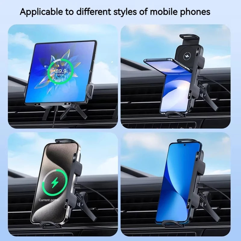 26-Autoladegerät, Schnelllade-Telefonhalter, kabelloses Ladegerät, automatische Klemme, One-Touch-Wirbel, Auto-Entlüf...