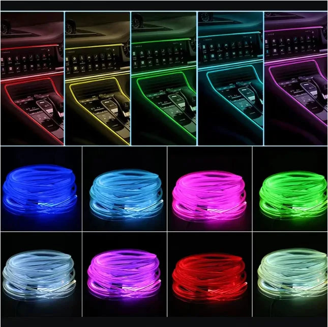 1/2/3/4/5M RGB Auto Innen Umgebungs LED Licht Streifen Unsichtbare