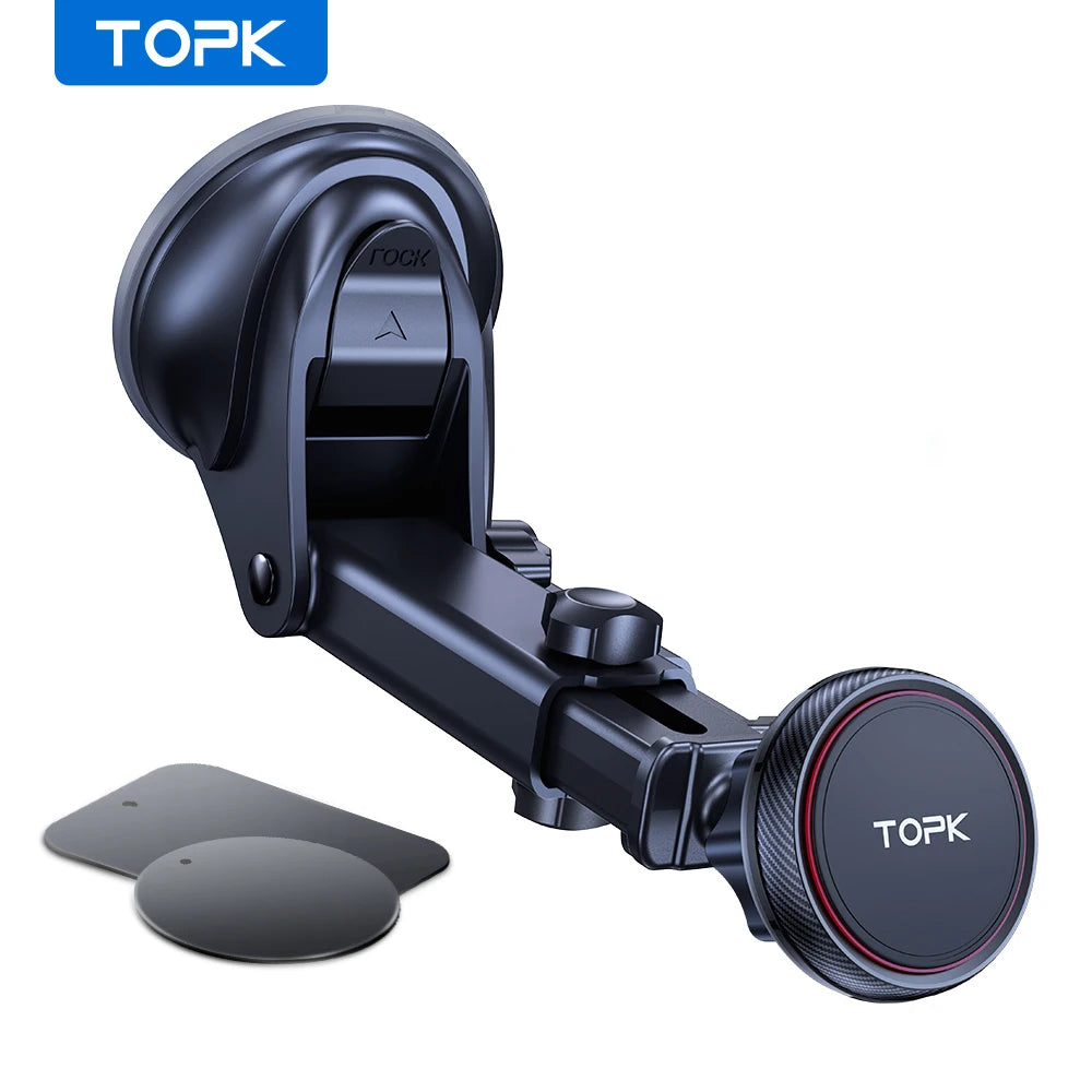 TOPK Magnetischer Autotelefonhalter, starke Saugnapfhalterung, Armaturenbrett, Windschutzscheibenständer, langer Arm,...