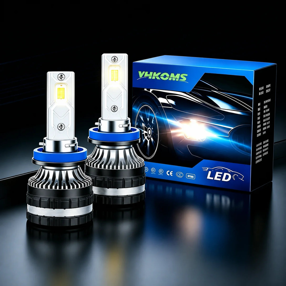 YHKOMS 80W H4 H7 H1 LED Scheinwerfer