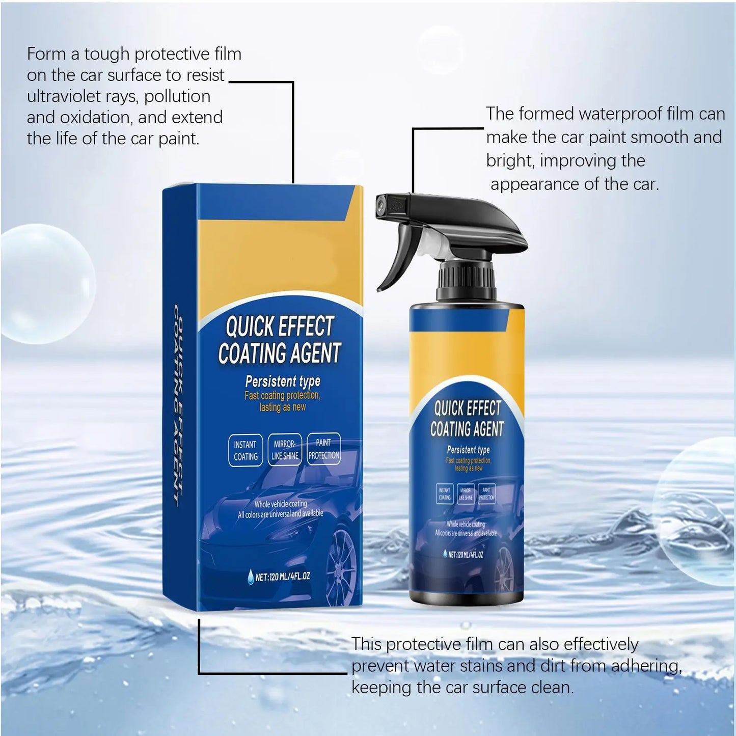 120ML Schnelltrocknender Auto-Polierspray Keramikbeschichtungsspray Auto-Beschichtung Hydrophobe Schicht für Autopolitur