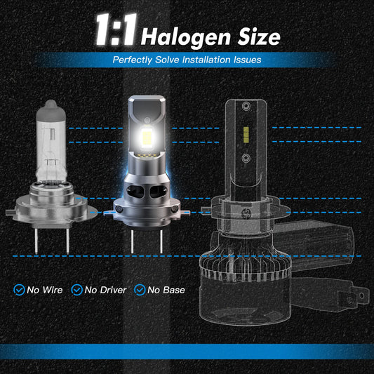 BEVINSEE H7 LED Scheinwerfer 1:1 Halogen Grösse – SwissGlanzGarage Ansicht 2