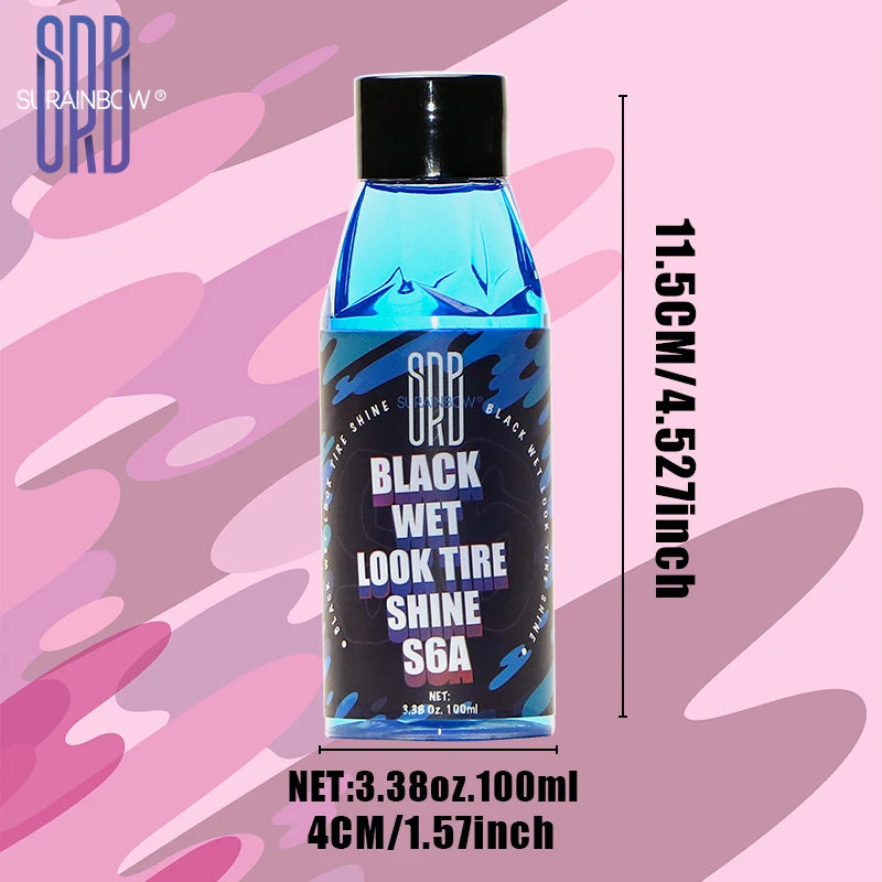 Black Wet Look Tire Shine Dressing – Automotive Clear Coat Tire Dressing Spray für den glänzenden Wet Tire Look, Viny...