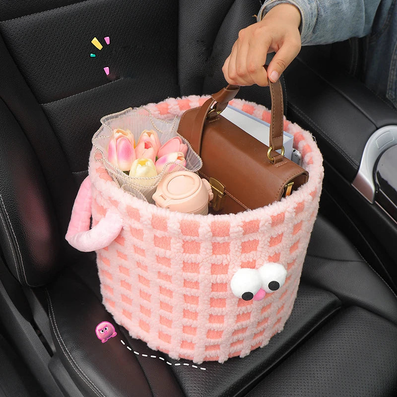 Auto Mülleimer Nette Auge Weiche Plüsch Auto Stamm Müll Organizer