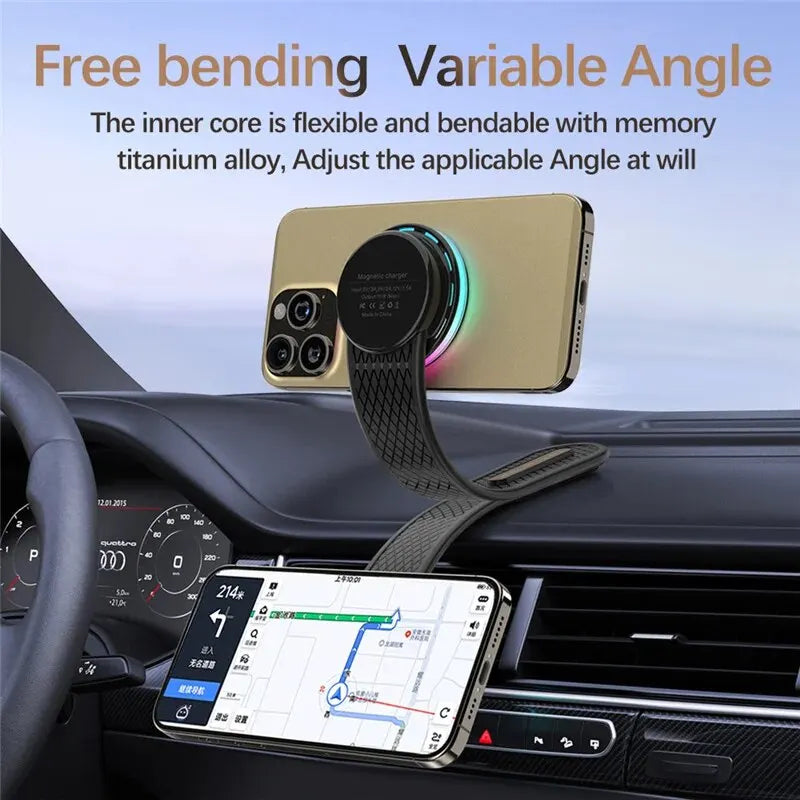 Magnetisches kabelloses Auto-Ladegerät, Autotelefonhalterung, Armaturenbrett, 15 W, schnelles Auto-Laden für Macsafe ...